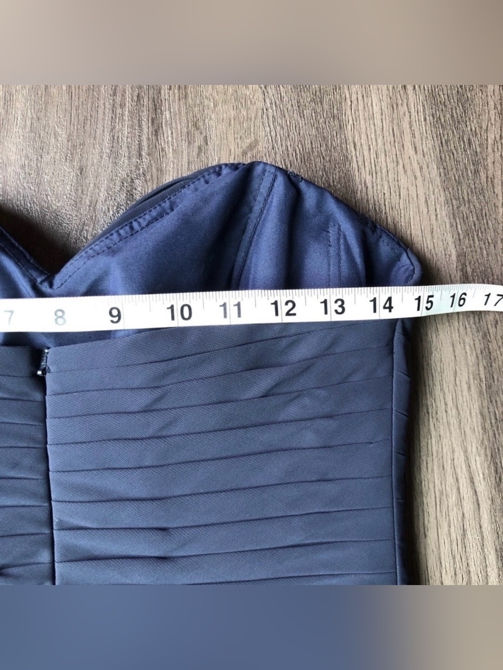 Mori Lee Strapless Slate Blue Cocktail Dress - Picture 6 of 10